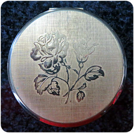 Gold Colour Powder Compact - No powder puff