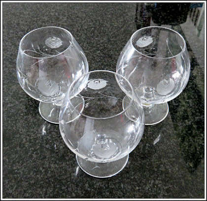 Three Rose Cut Crystal Glasses - No Chips No Cracks