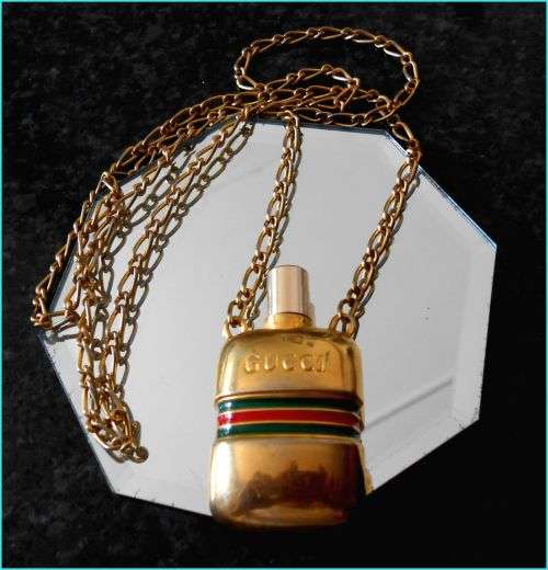 GUCCI Perfume Bottle Necklace - Not Real Gold - No perfume inside - Collectable