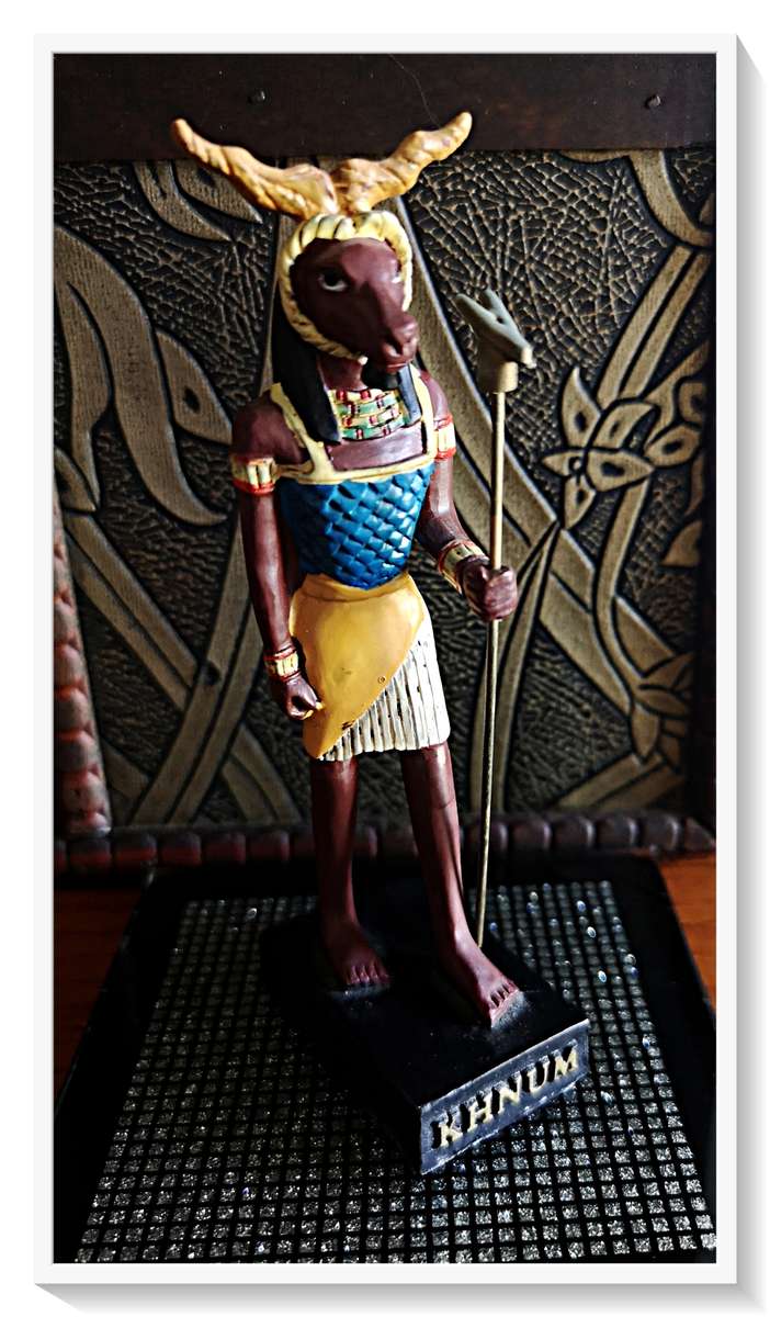 Khnum Egyptian God Figurine - Solid Hand-Painted Resin Cast - Vintage Collectable*