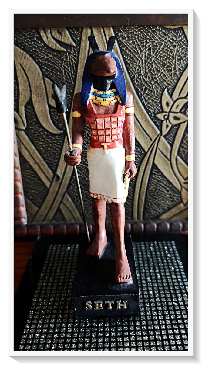 Seth Egyptian God Figurine - Solid Resin Hand-Painted - Vintage Collectable*