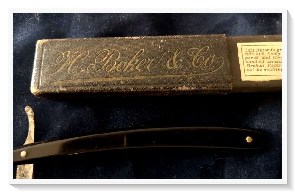 H. Boker and Co. - Highly Collectable Vintage Bakelite Hand-Held Razor with Engraved Blade