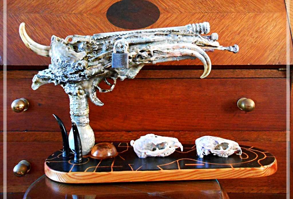Pistolero Dentata by Artist Ras Steyn [MFA] - Organic Wood/Resin/Dentine/Bone & Skull Sculpture*****