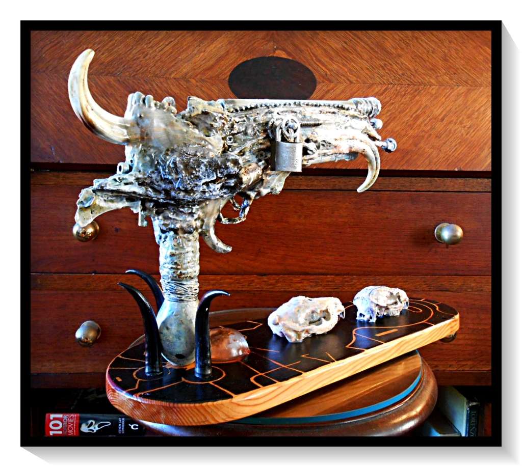 Pistolero Dentata by Artist Ras Steyn [MFA] - Organic Wood/Resin/Dentine/Bone & Skull Sculpture*****