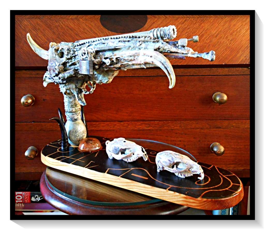 Pistolero Dentata by Artist Ras Steyn [MFA] - Organic Wood/Resin/Dentine/Bone & Skull Sculpture*****