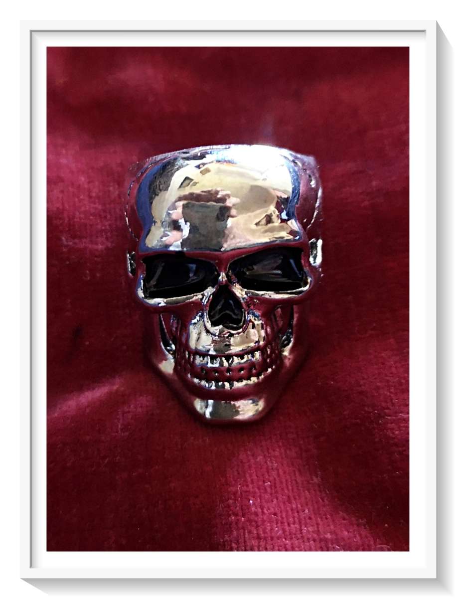 Simple & Chunky Heavy Metal Chrome Skull Ring Unisex Size 8
