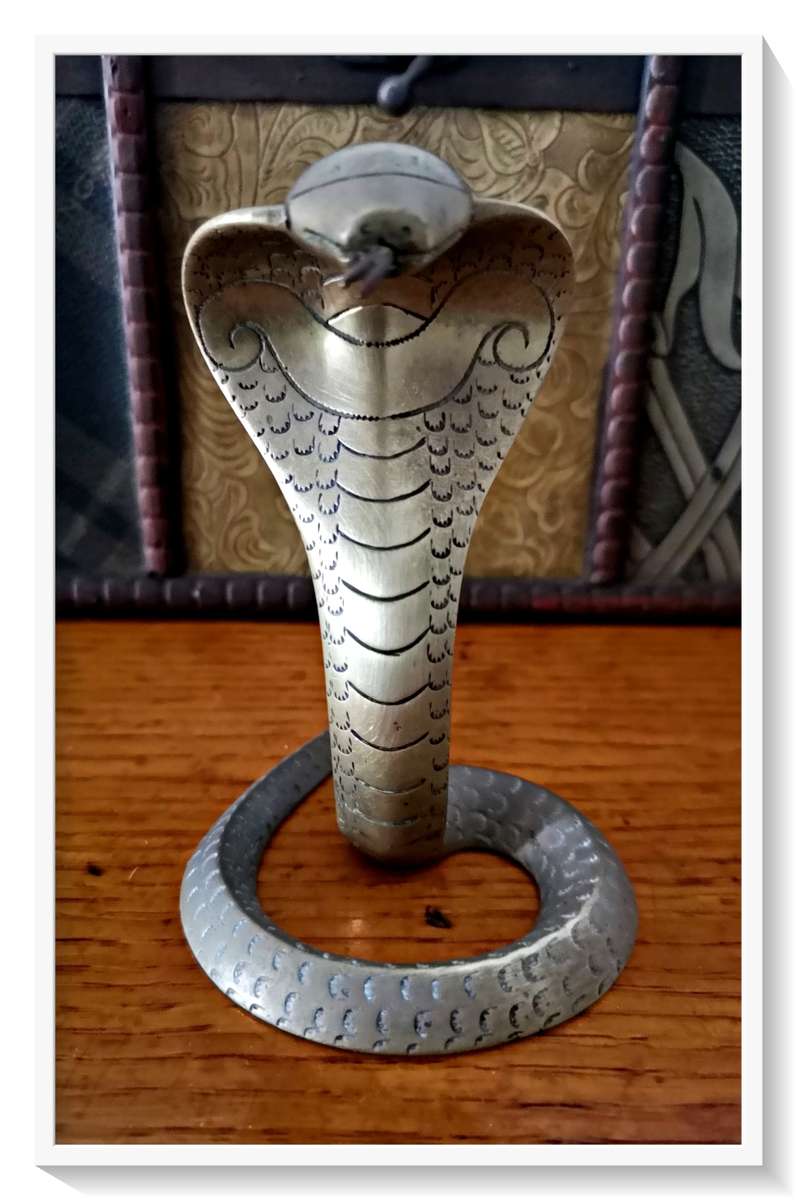 A Stunning Solid Brass Cobra Snake with Oriental Style Linework - Collectable Brass Creature*