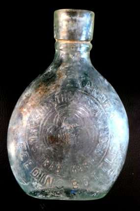 A Truly Quirky Item; an Old Sea-Green Feeding Bottle - MAWSON & THOMPON - Made in England**