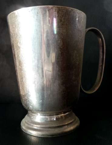 Old Large 'Beer Mug' Silver Coloured [Some Discolouration] - SIZE: 130mm in Height*