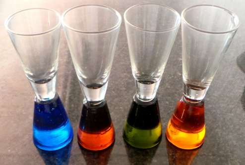 4X Heavy Base Colorful Shot Glasses - No Chips or Cracks***
