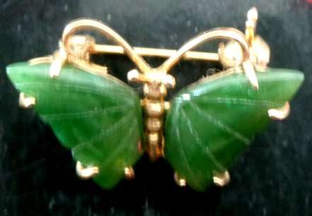 A Dainty & Precious Little Butterfly Brooch (Jade: Semiprecious)**
