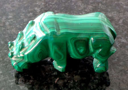 An African Hand-Carved Malachite Hippopotamus ***