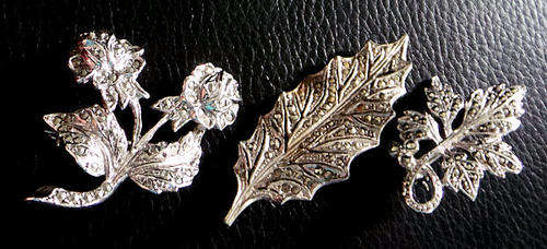 Three Botanically Themed Marquisette Brooches - Extraordinary Pieces***For all three