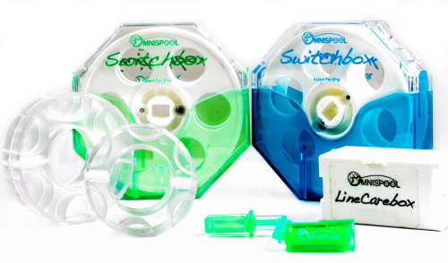 Omnispool Two Switch Combo fishing fly line travel storage protection spool for use w rod and reel