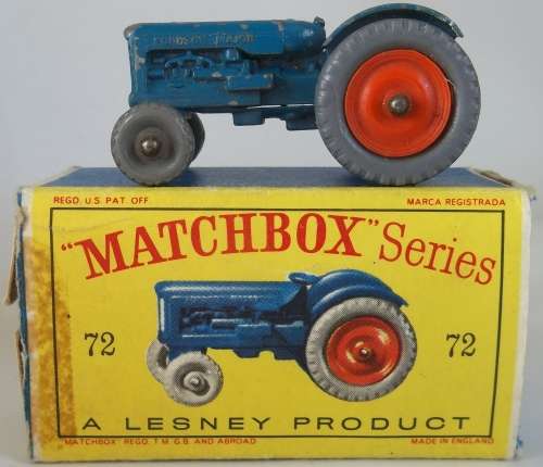 MATCHBOX Series Lesney Regular Wheels #72 Fordson Tractor GREY PLASTIC WHEEL RARE - BOXED