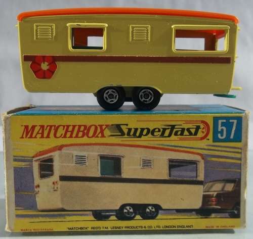 MATCHBOX Lesney Superfast #57 Trailer Caravan BOXED 1970 MADE IN ENGLAND VINTAGE MODEL