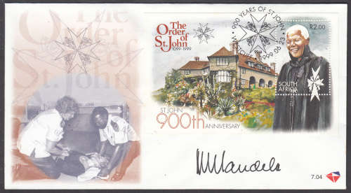 President Nelson Mandela Authentic Hand Signed FDC AUTOGRAPH ST. JOHN 1999 AUTOGRAPHED SIGNATURE
