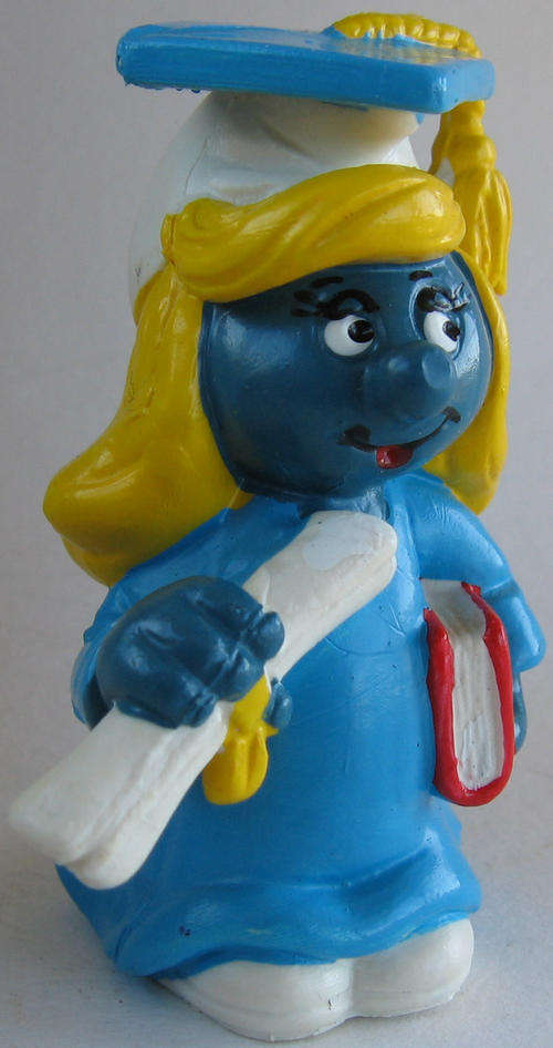 GRADUATION SMURFETTE 1981 SMURFS SMURF -  Peyo Schleich vintage collectable toy FIGURE