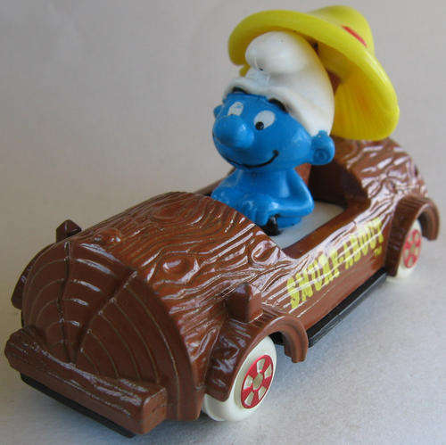 SMURFABOUT CAR SMURF 1981 SMURFS SMURF -  Peyo Schleich vintage collectable toy FIGURE