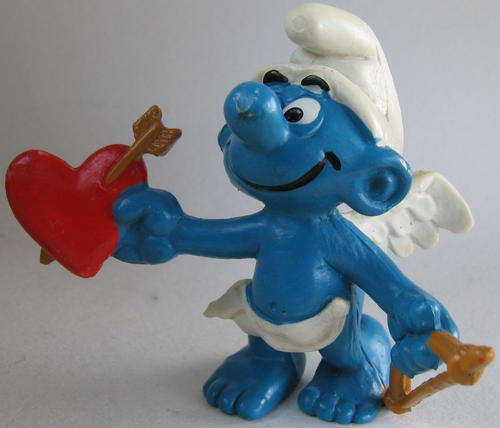 VALENTINE CUPID SMURF 1980 SMURFS -  Peyo Schleich vintage collectable toy FIGURE