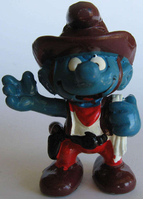 COWBOY SMURF 1981 SMURFS SMURF - Peyo Schleich vintage collectable toy FIGURE