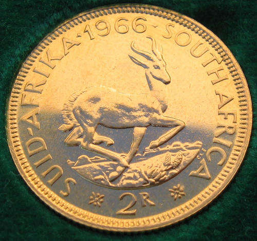 GOLD R1 & R2 PROOF SET 1966 BULLION COINS COIN SOUTH AFRICA SAM