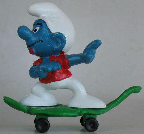 Skateboard Smurf - Smurfs - Peyo Schleich - 1980's - Figure - Vintage