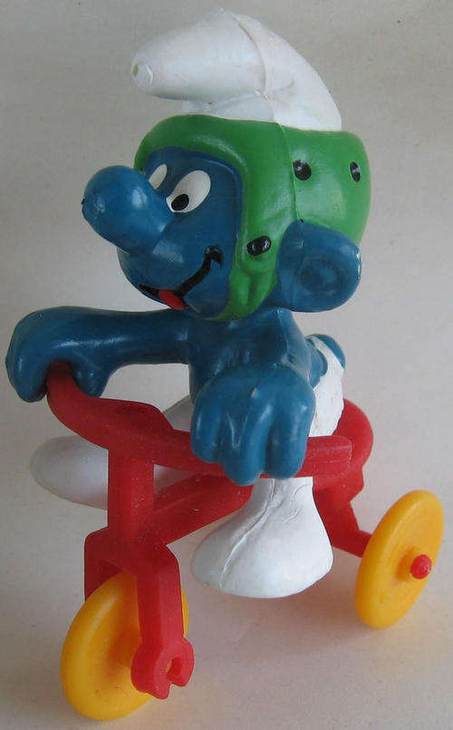 BICYCLE SMURF 1978 SMURFS - Smurfs Peyo Schleich vintage collectable toy FIGURE