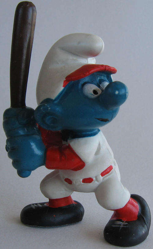 BASEBALL SMURF 1980 SMURFS -  Peyo Schleich vintage collectable toy FIGURE
