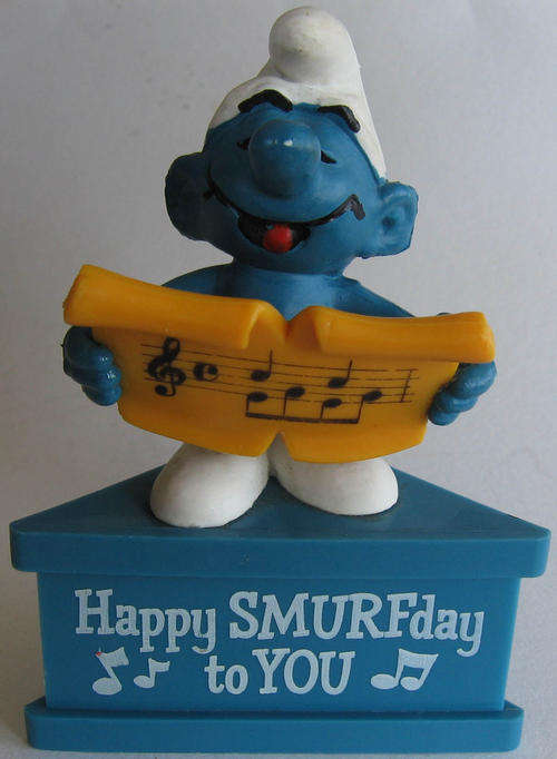 CHOIR SMURF ON PODIUM SMURF 1980's SMURFS SMURF -  Peyo Schleich vintage collectable toy FIGURE