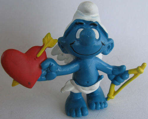 VALENTINE CUPID SMURF 1981 SMURFS SMURF -  Peyo Schleich vintage collectable toy FIGURE