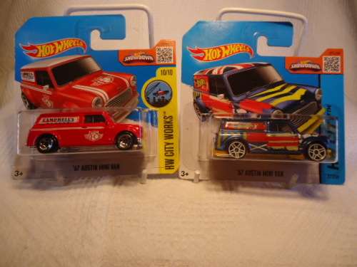 Hotwheels - # 175/250 - '67 Austin Mini Van - Campbell's - 2015 + 27/250 '67 Austin Mini Van - 2015