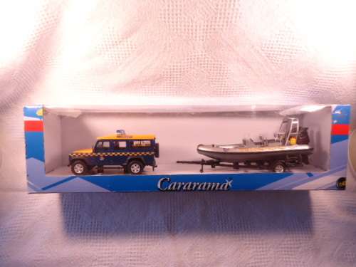 Cararama - Junior Rescue - Land Rover Defender with speedboat - H.M Coastguard