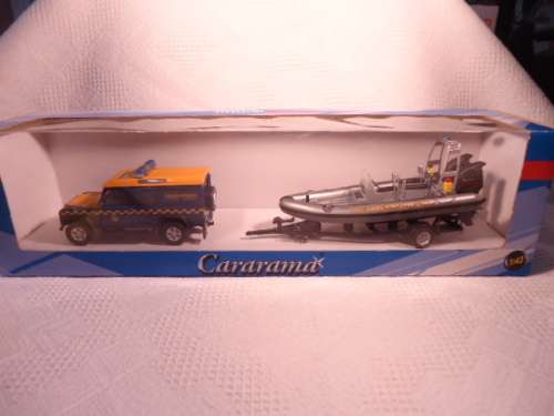 Cararama - Junior Rescue - Land Rover Defender with speedboat - H.M Coastguard