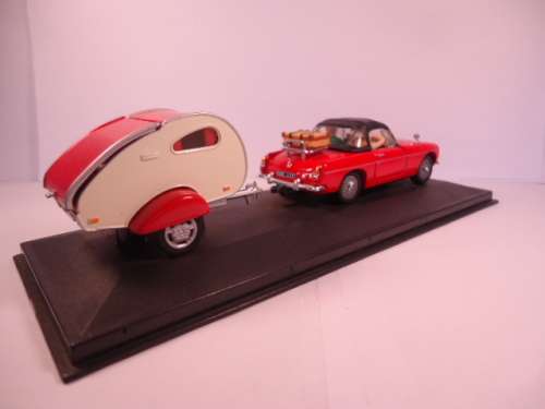 Cararama - MGB Convertible with Teardrop Caravan