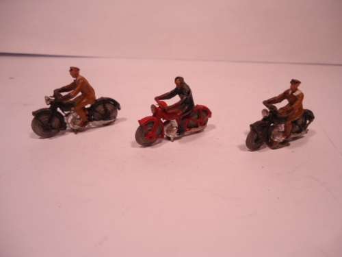 Lot of 3 Motor cycle with rider - solid wheels - OO scale