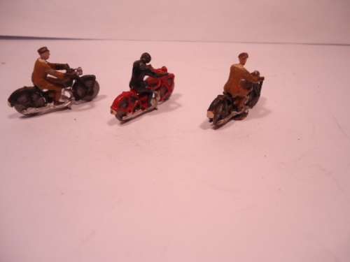 Lot of 3 Motor cycle with rider - solid wheels - OO scale