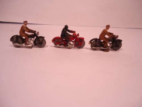 Lot of 3 Motor cycle with rider - solid wheels - OO scale