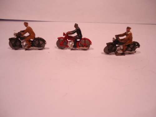 Lot of 3 Motor cycle with rider - solid wheels - OO scale