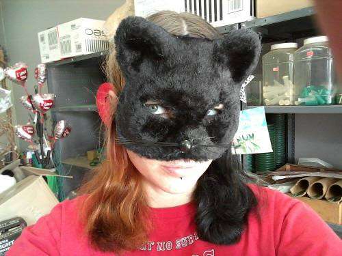 Half-Face furry Cat Mask - Black