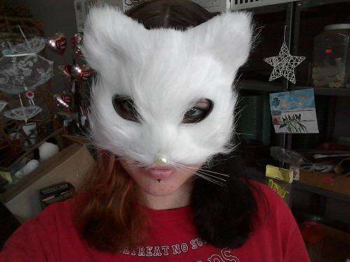 Half-Face furry Cat Mask - White