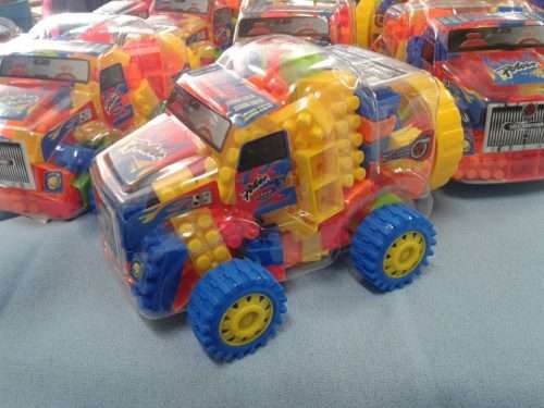 Building blocks in plastic truck