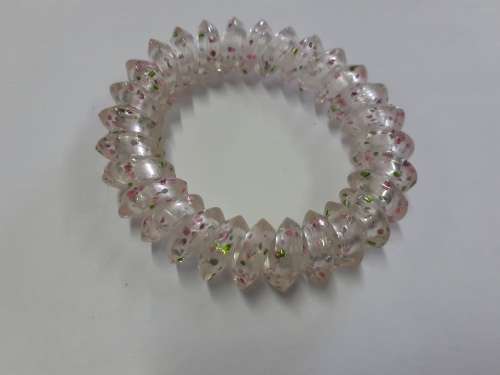 Phone Cord Hair Accessory Bracelet - Clear, Glittered