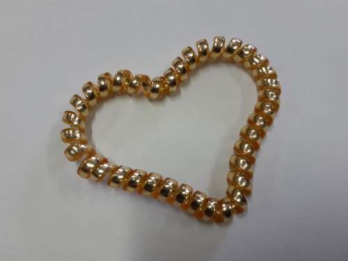 Phone Cord Hair Accessory Bracelet - Heart-shaped Gold Thin