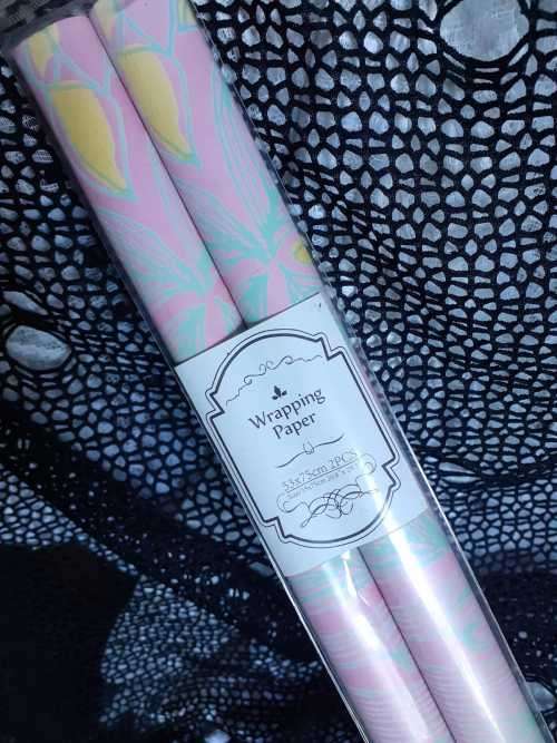 Wrapping Paper - Pink Blue Pattern Print 2pc