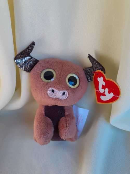 Plush McDonalds TY Teenie Beanie Boos - Mino the Minotaur EYES Glow in Dark