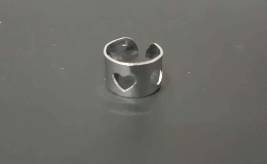 Ear Cuff - Silver Heart Cut-outs, No Piercing Earring - Each