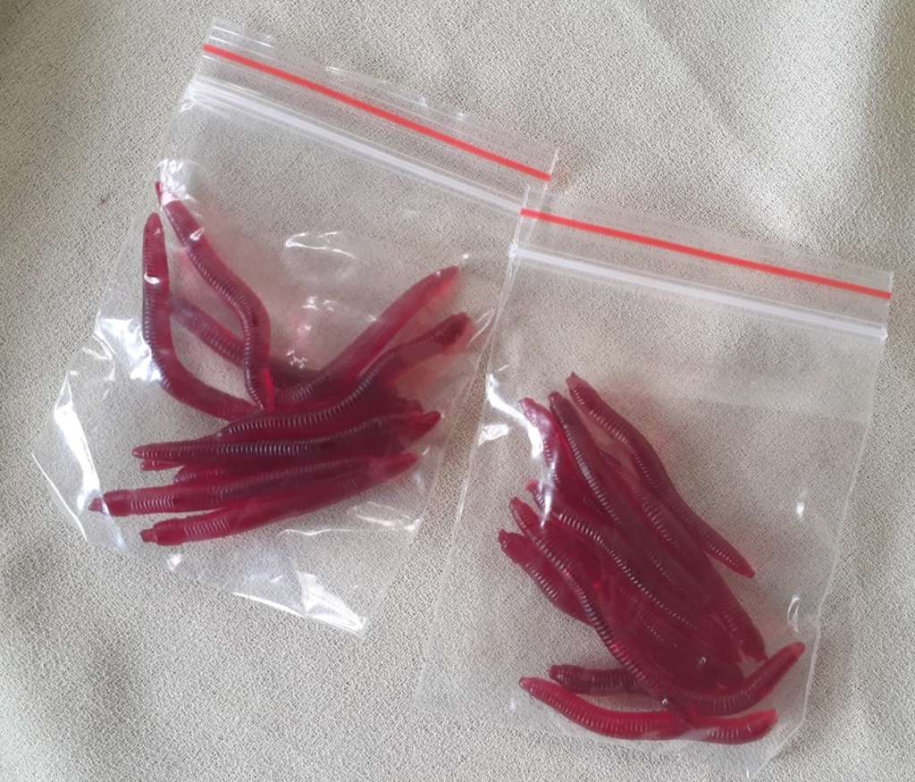 Soft Plastic Fishing Lures 10pc Red Worms