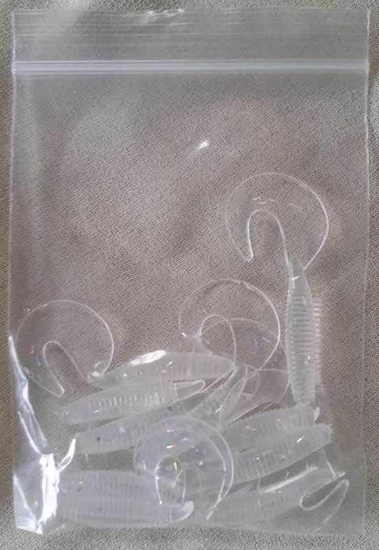 Soft Plastic Fishing Lures 10pc Clear Glitter