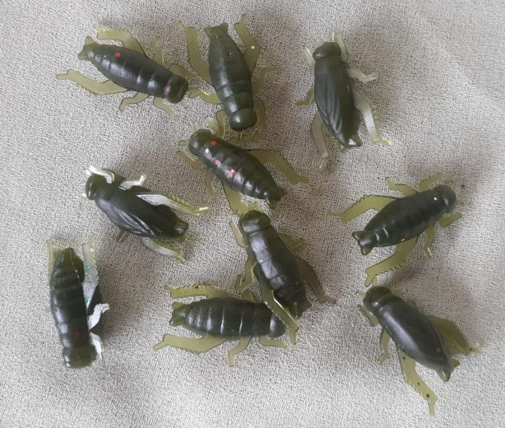Soft Plastic Fishing Lures 10pc Green Crickets